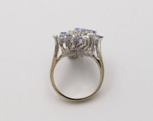 Load image into Gallery viewer, Vintage Tanzanite Diamonds 14K White Gold Pinwheel Cluster Ring
