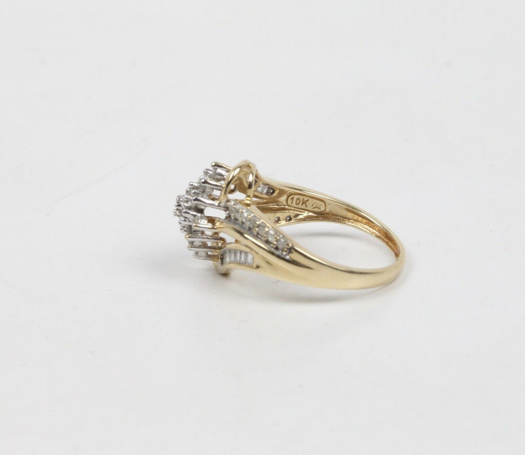 Vintage Cluster Bypass Diamonds 10K Yellow Gold Ring