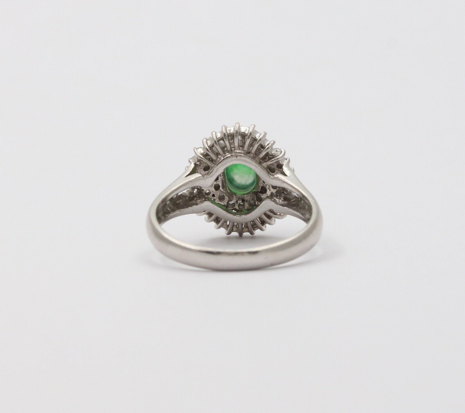 Vintage Jade Baguette Diamonds Cluster Platinum Ring