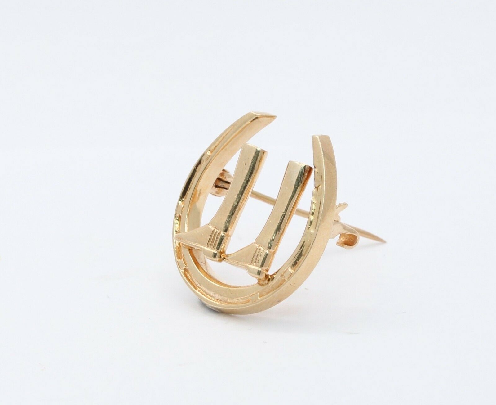 Vintage 14K Yellow Gold Horseshoe Booth Brooch