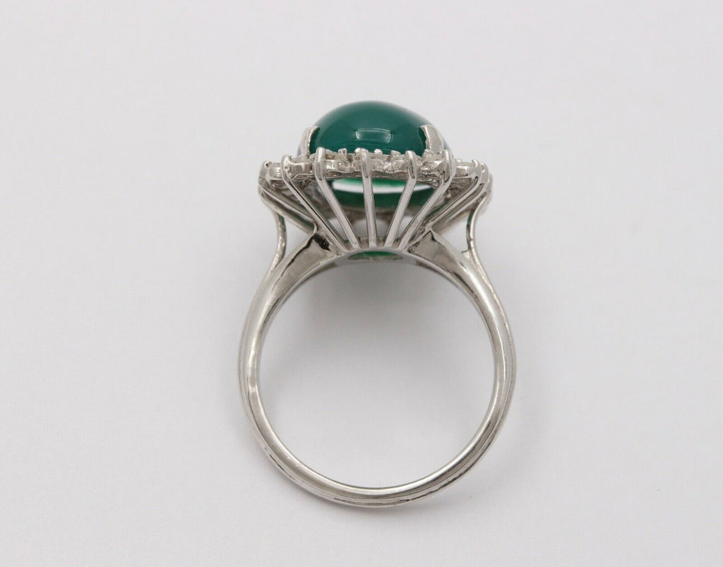 Vintage Statement Cocktail Diamonds Green Stone Ring