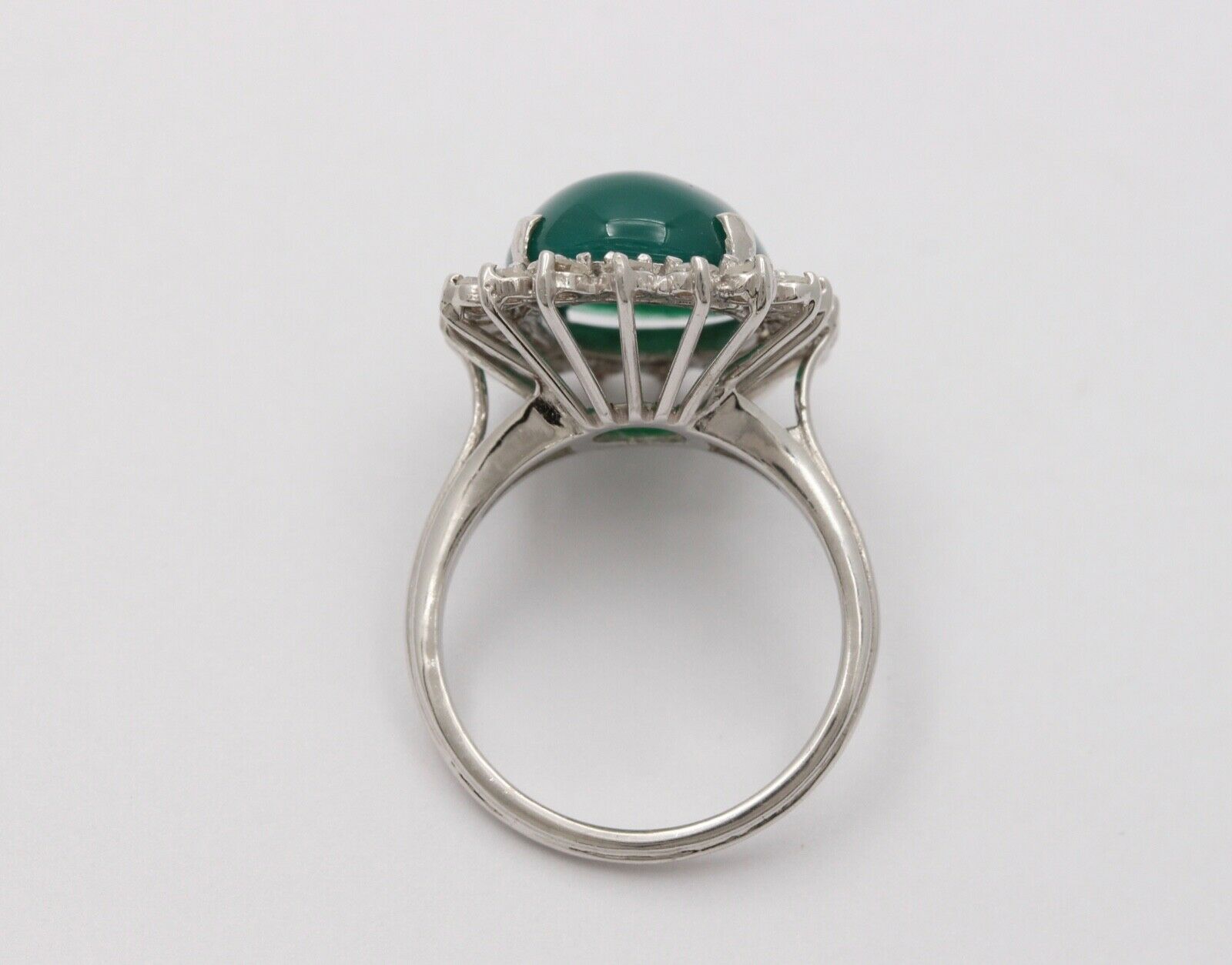 Vintage Statement Cocktail Diamonds Green Stone Ring