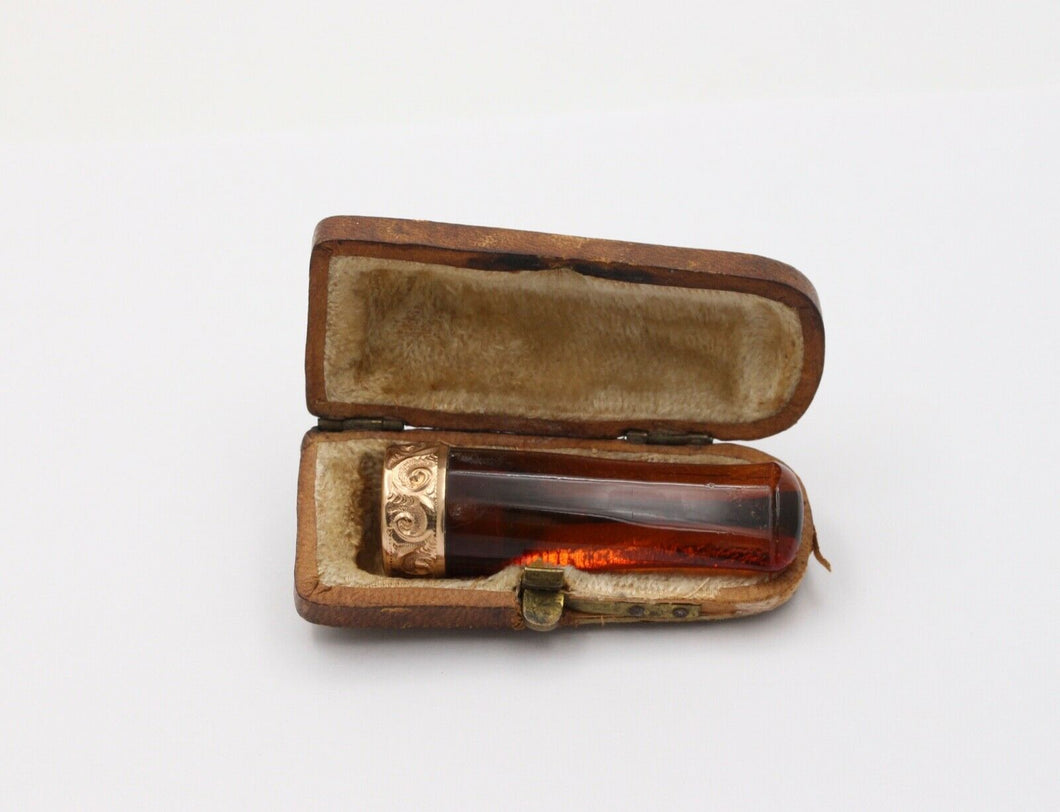 Victorian Cigar Mouthpiece Amber Gold Vermeil