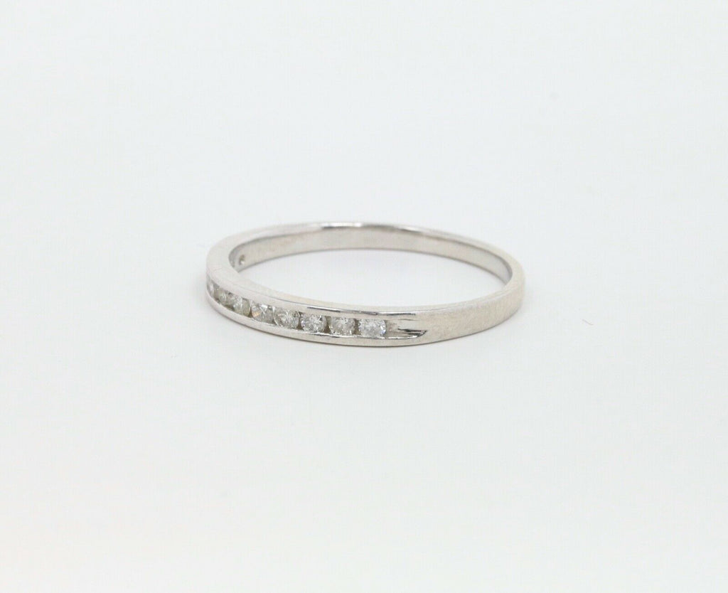 Vintage Ladies Stackable Diamonds Platinum Wedding Band Ring