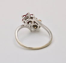 Load image into Gallery viewer, Vintage Flower Multi Stone 14K White Gold Ring
