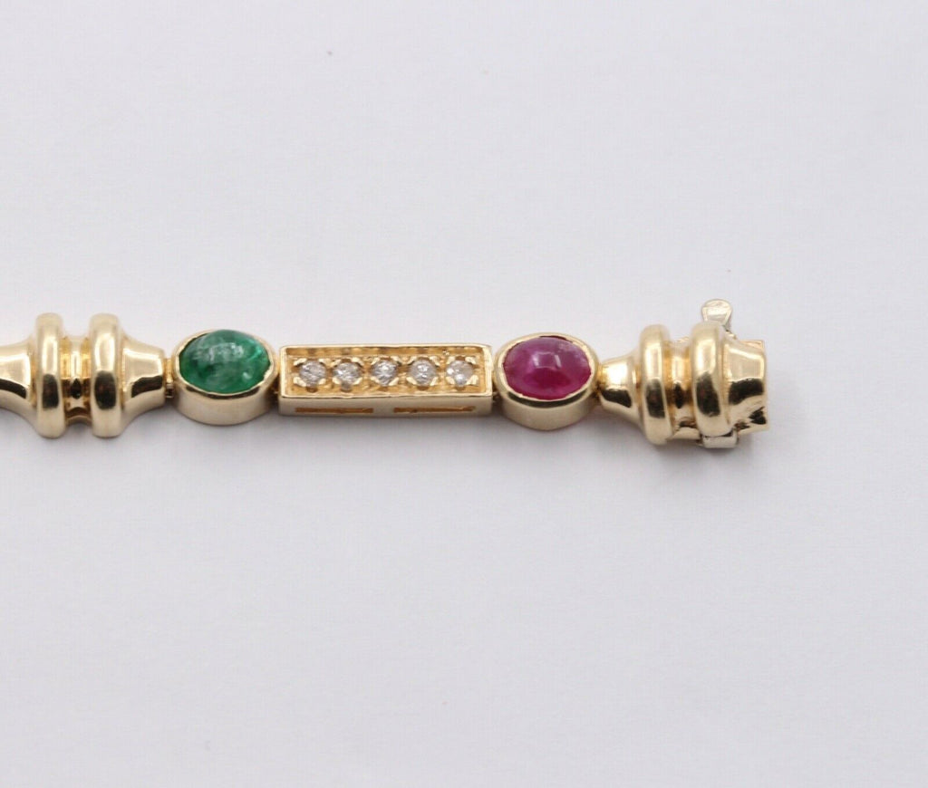 Vintage Unique Multi Stone 14k Yellow Gold Bracelet