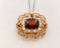 Pristine Victorian Garnet Pearls 14K Yellow Gold Brooch Pin Pendant