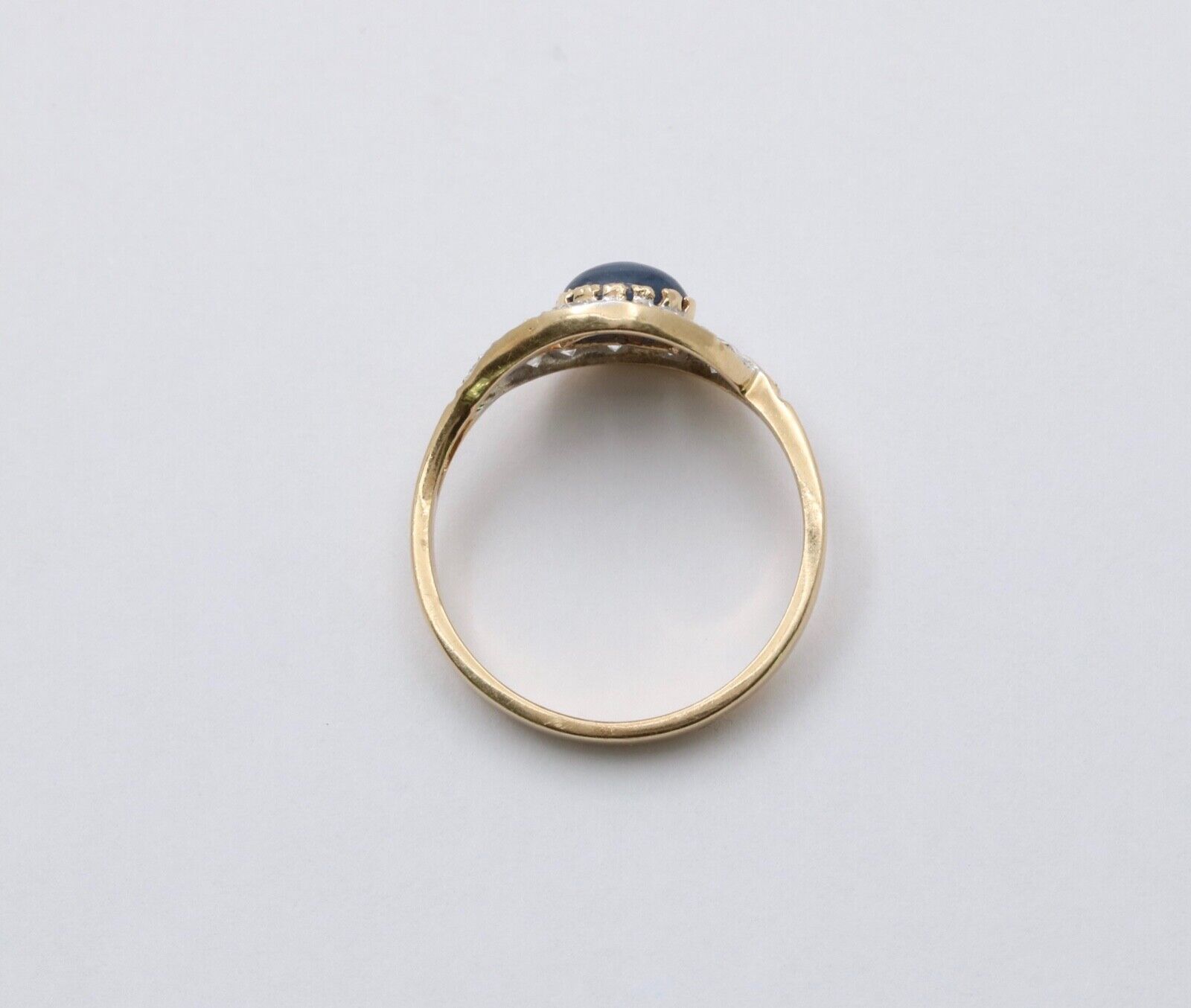 Vintage Sapphire Diamonds 14K White Yellow Gold Bypass Ring