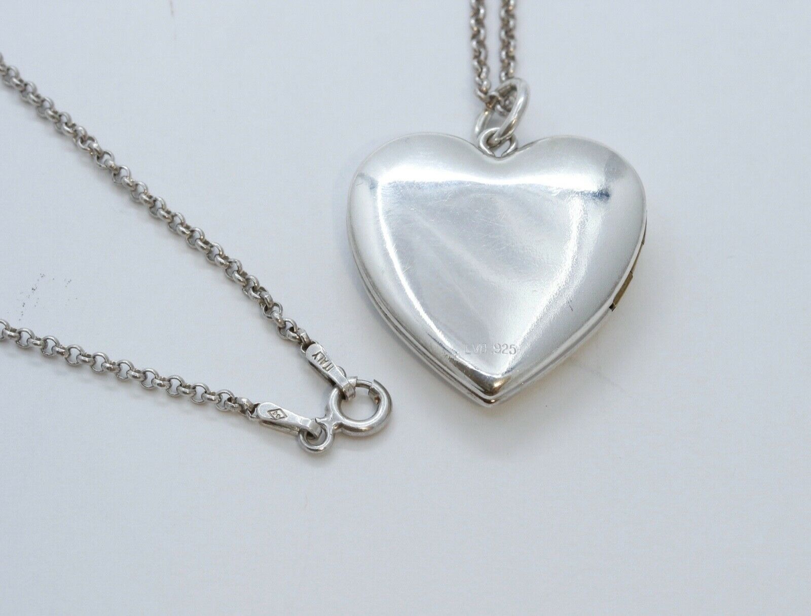 Vintage Heart Locket Pendant and Italian Sterling Silver Chain