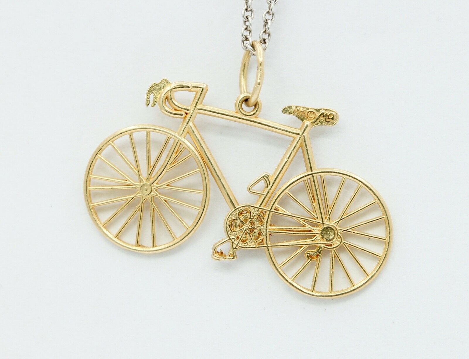 Vintage Ten Speed Racing Bicycle 14K Yellow Gold Pendant Charm