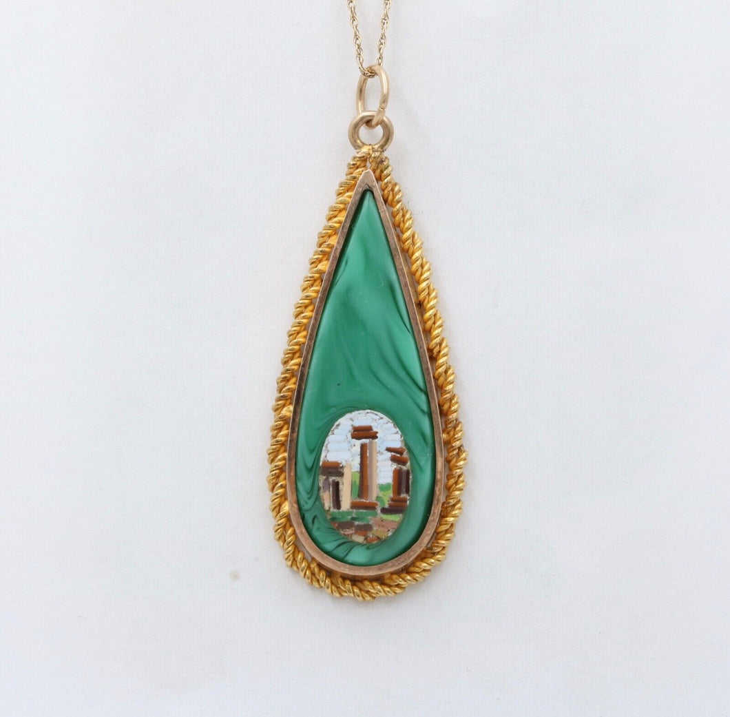 Vintage Micro Mosaic Malachite Pendant