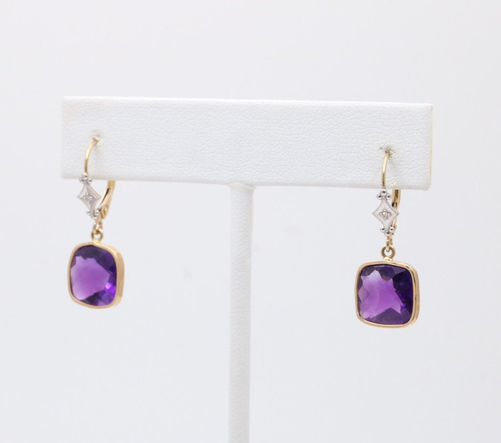 Sweet Vintage 14K Yellow Gold Amethyst Earrings