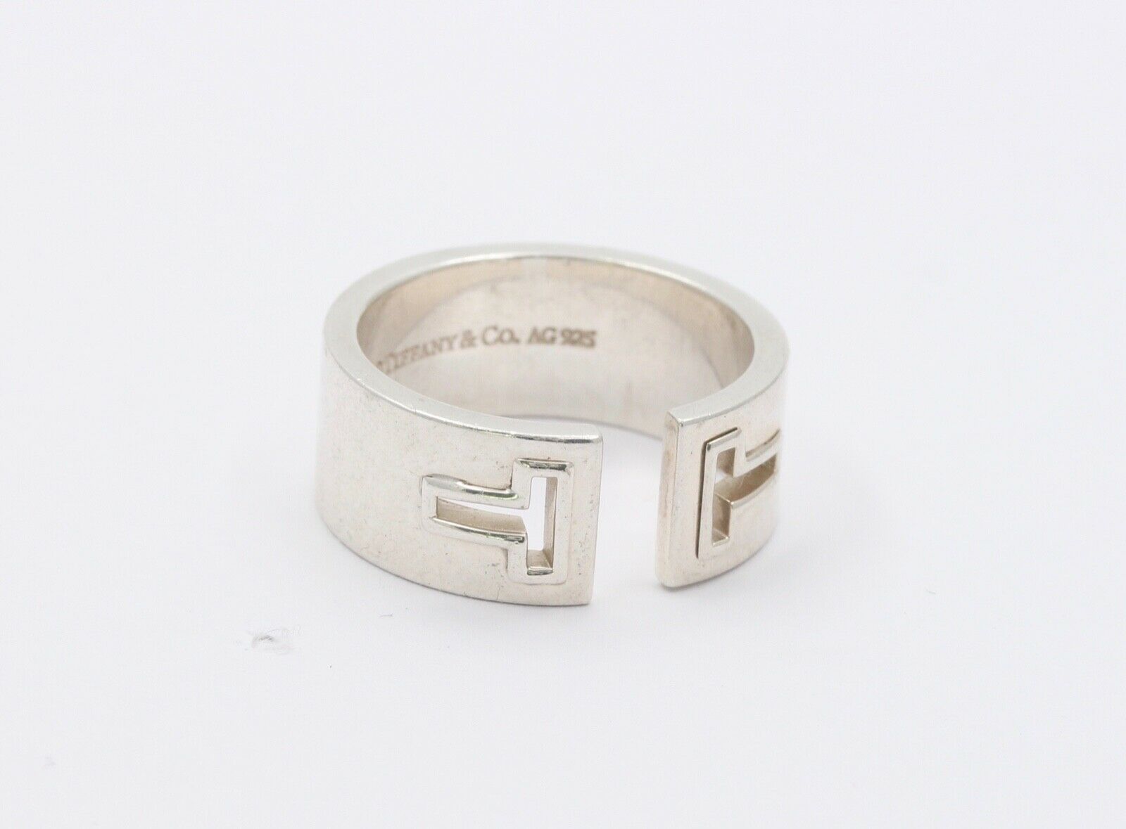Tiffany and Co. Carved T Split Ring 925 Sterling Vintage Retired Band