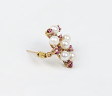 Load image into Gallery viewer, Vintage 14K Yellow Gold Rubies Cultured Pearls Pendant Brooch
