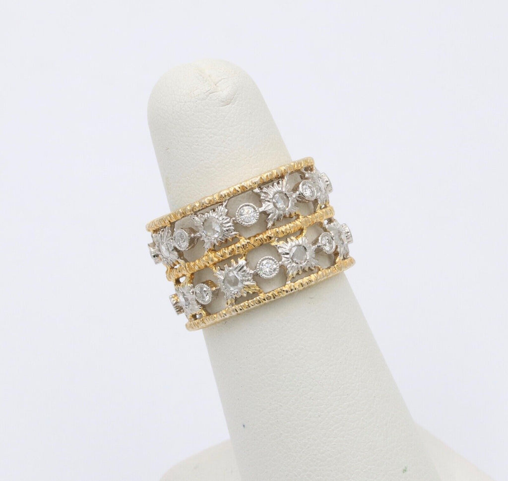 Vintage Ultra Wide Diamonds 18K YG Ring