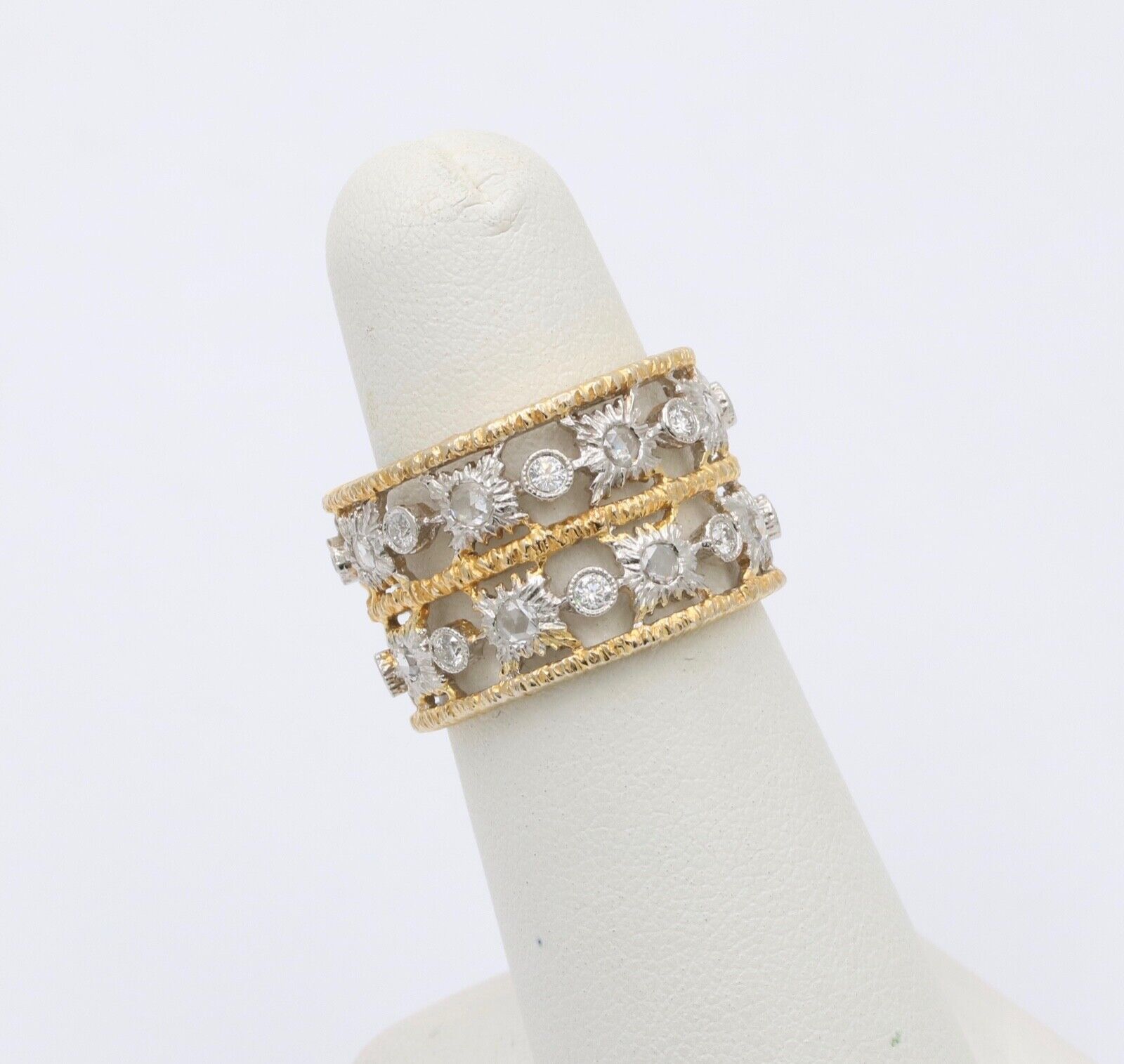 Vintage Ultra Wide Diamonds 18K YG Ring