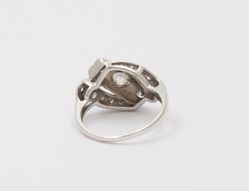Antique Art Deco Old Mine Cut Diamond 14K White Gold Ring, Engagement Ring.