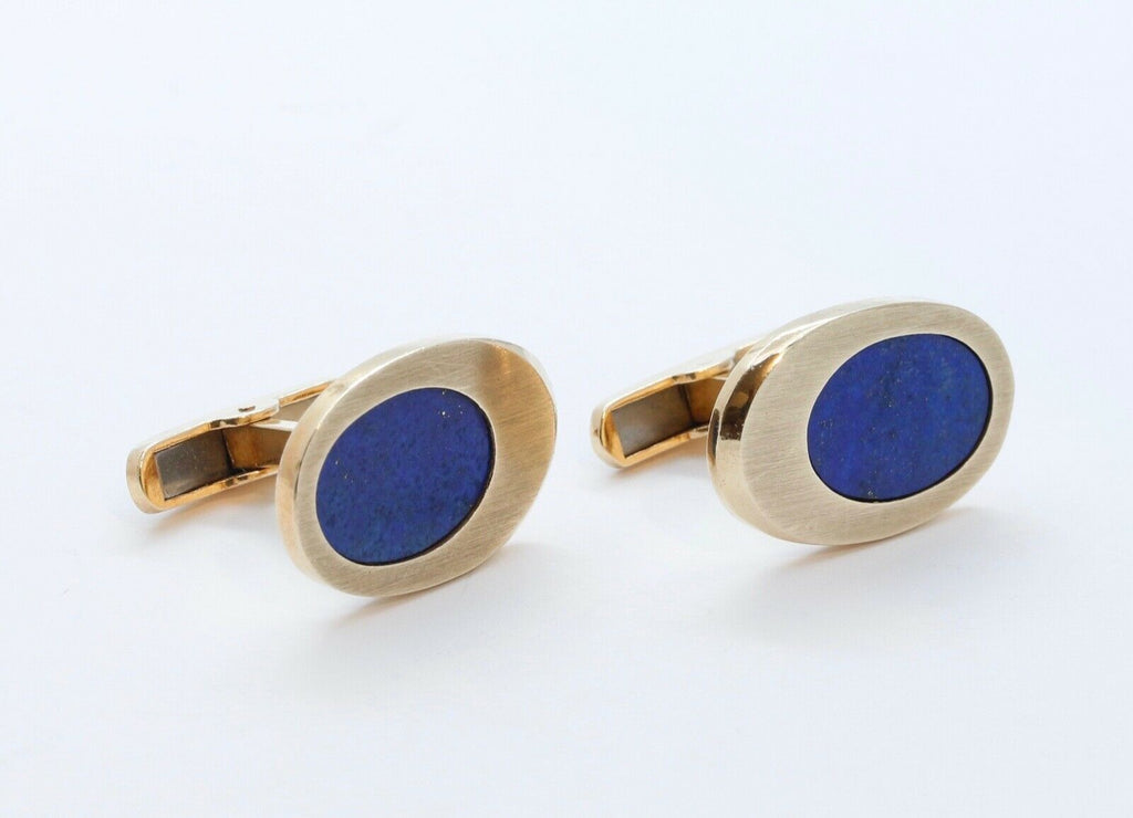 Lapis Lazuli 14K Yellow Gold Cufflinks Vintage Men