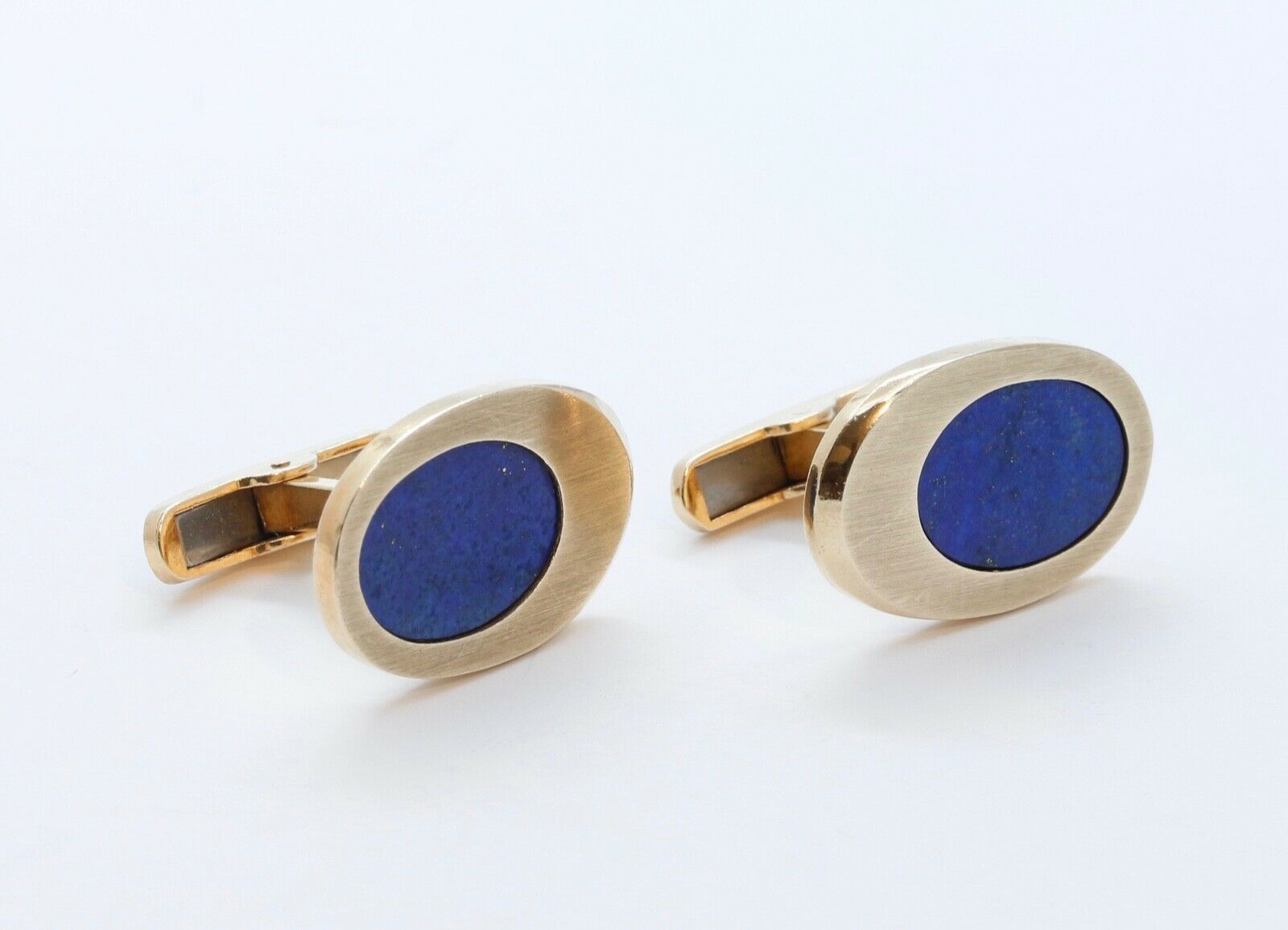 Lapis Lazuli 14K Yellow Gold Cufflinks Vintage Men