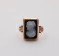 Edwardian Victorian Cameo Onyx 10K Rose Gold Ring