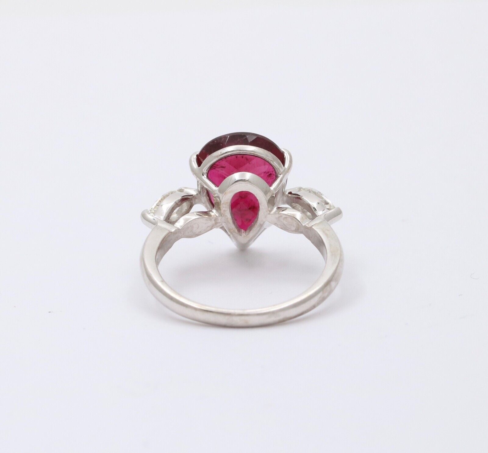 Gorgeous 18K White Gold Rubellite Tourmaline and Diamond Ring