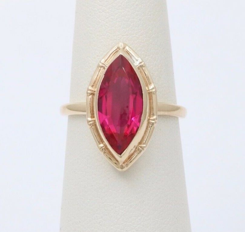 Vintage Art Deco Style 10K Yellow Gold Navette Ring