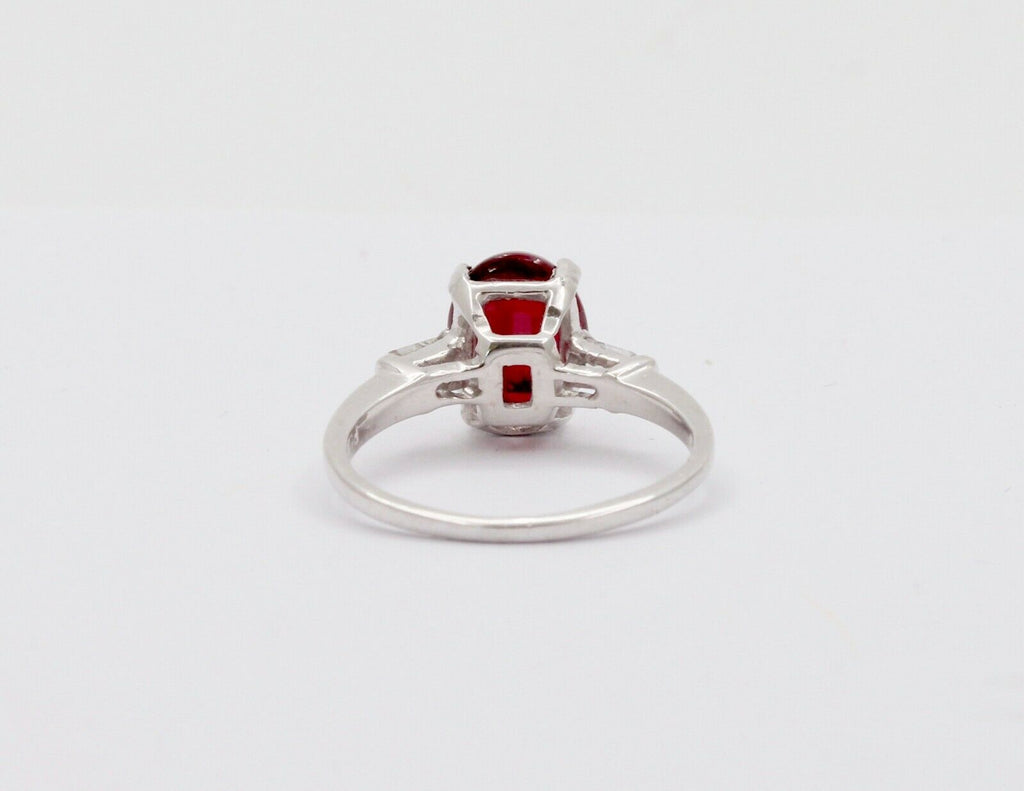 Vintage Platinum Cabochon Ruby Alternative Engagement Ring