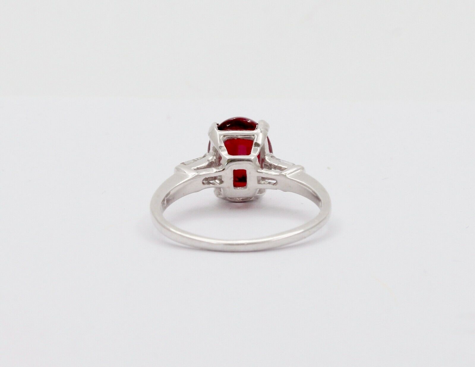 Vintage Platinum Cabochon Ruby Alternative Engagement Ring