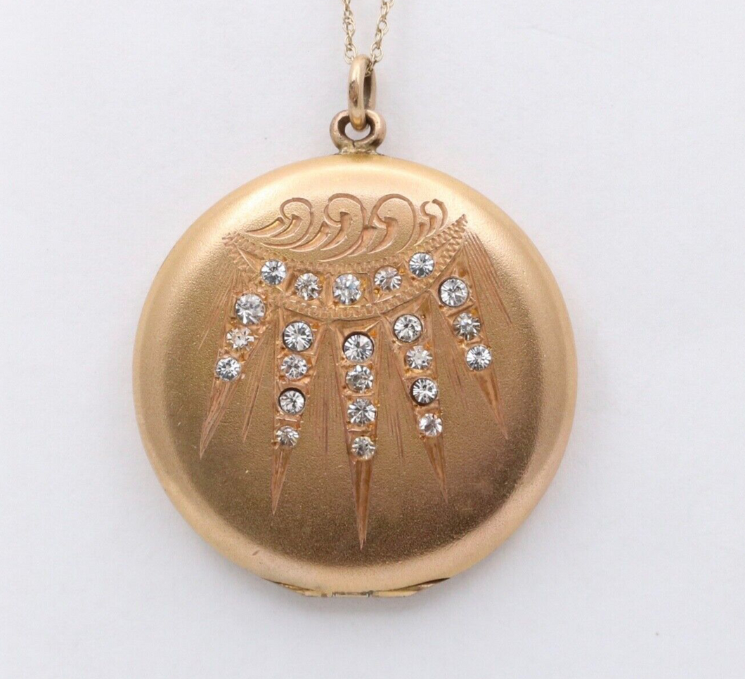 Antique VIctorian Gold Filled Paste Locket Pendant