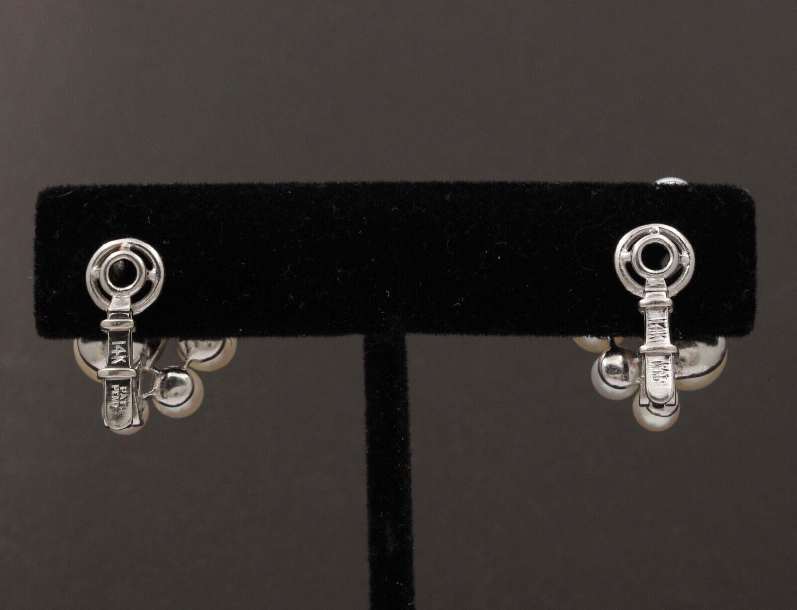 Vintage 14K White Gold Cultured Pearl Clip Earrings