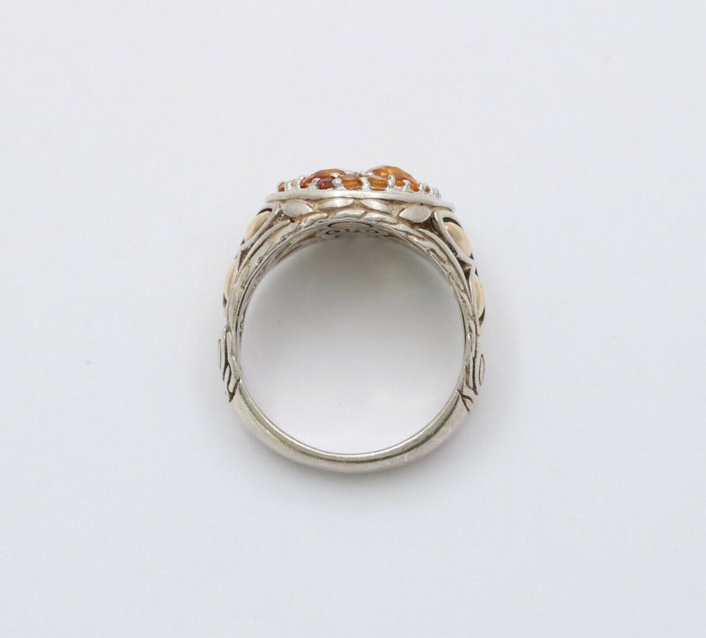 John Hardy Madeira, Yellow, and Honey Citrines Sterling Silver 18K YG Ring