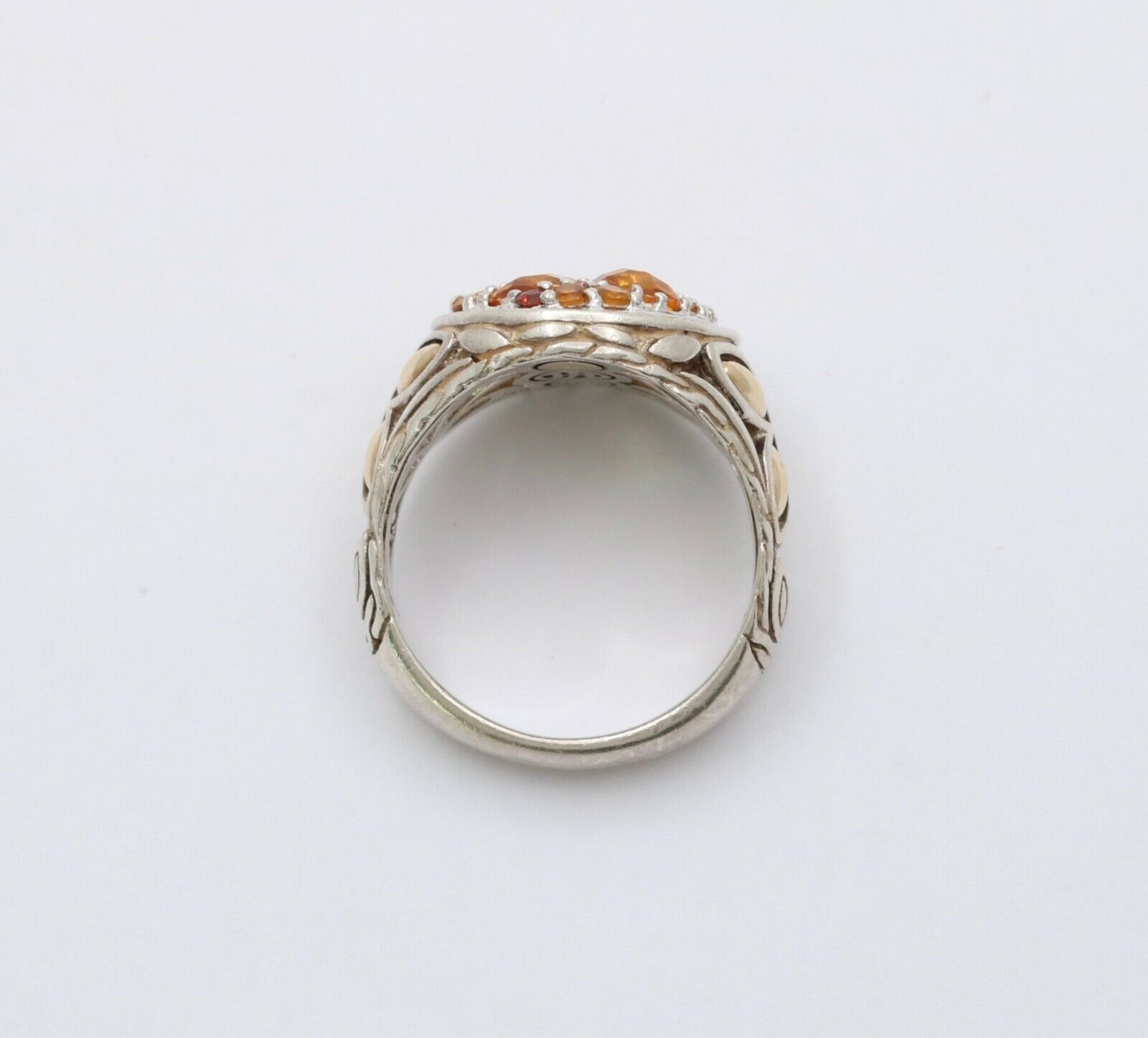 John Hardy Madeira, Yellow, and Honey Citrines Sterling Silver 18K YG Ring