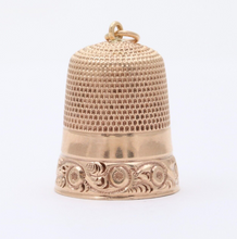 Load image into Gallery viewer, Antique 14K Yellow Gold Sewing Thimble Charm Pendant.
