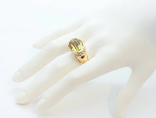 Load image into Gallery viewer, Large Statement Ladies Lemon Green Quartz Diamonds 14K Yellow Gold Ring
