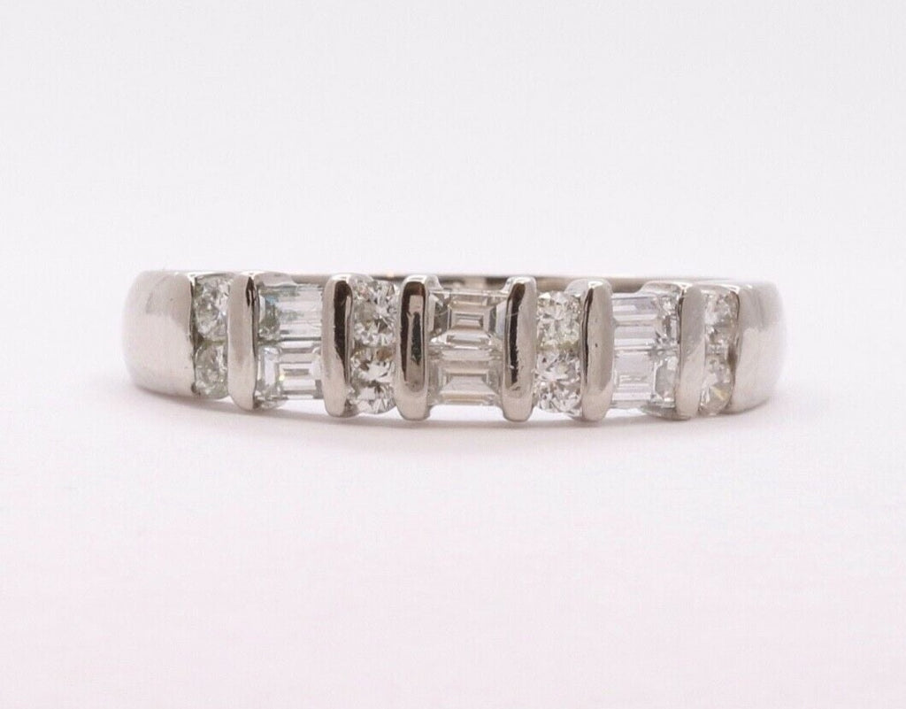 Vintage Ladies Diamonds Platinum White Gold Wedding Band Stackable Ring
