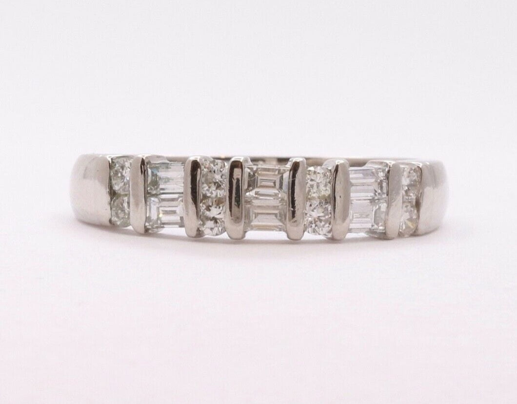 Vintage Ladies Diamonds Platinum White Gold Wedding Band Stackable Ring