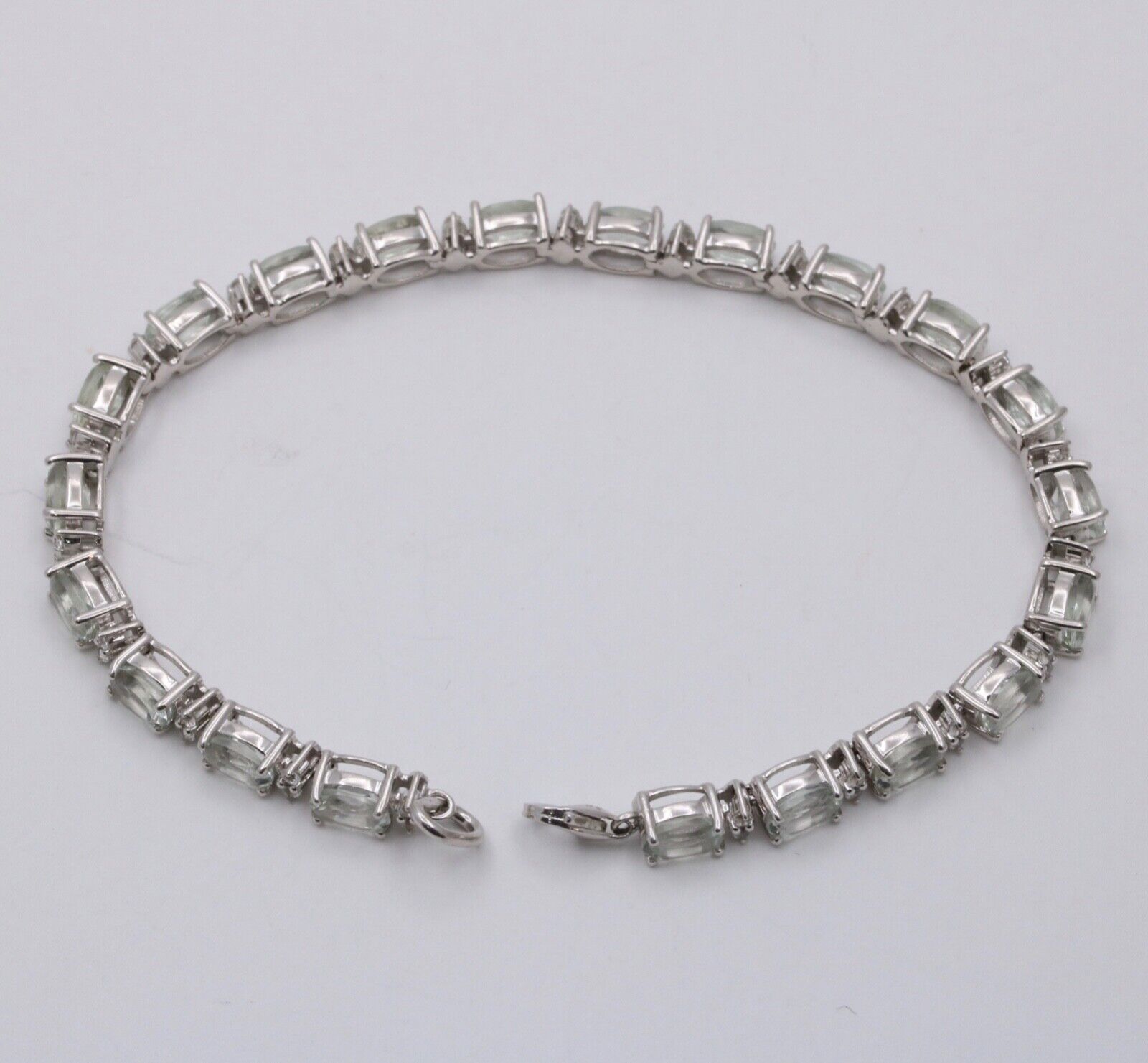 Vintage Green Quartz Sterling Silver Link Bracelet