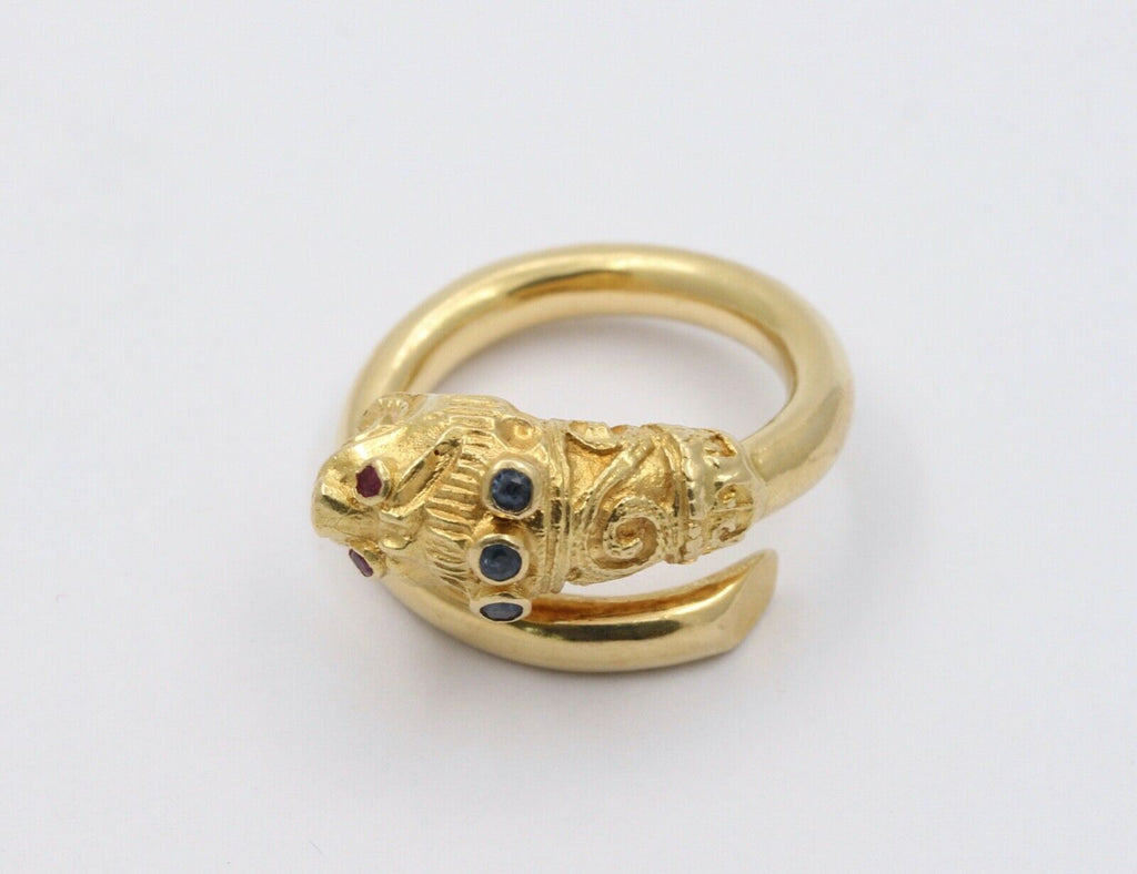 Vintage 18K Yellow Gold Dragons Head Ring