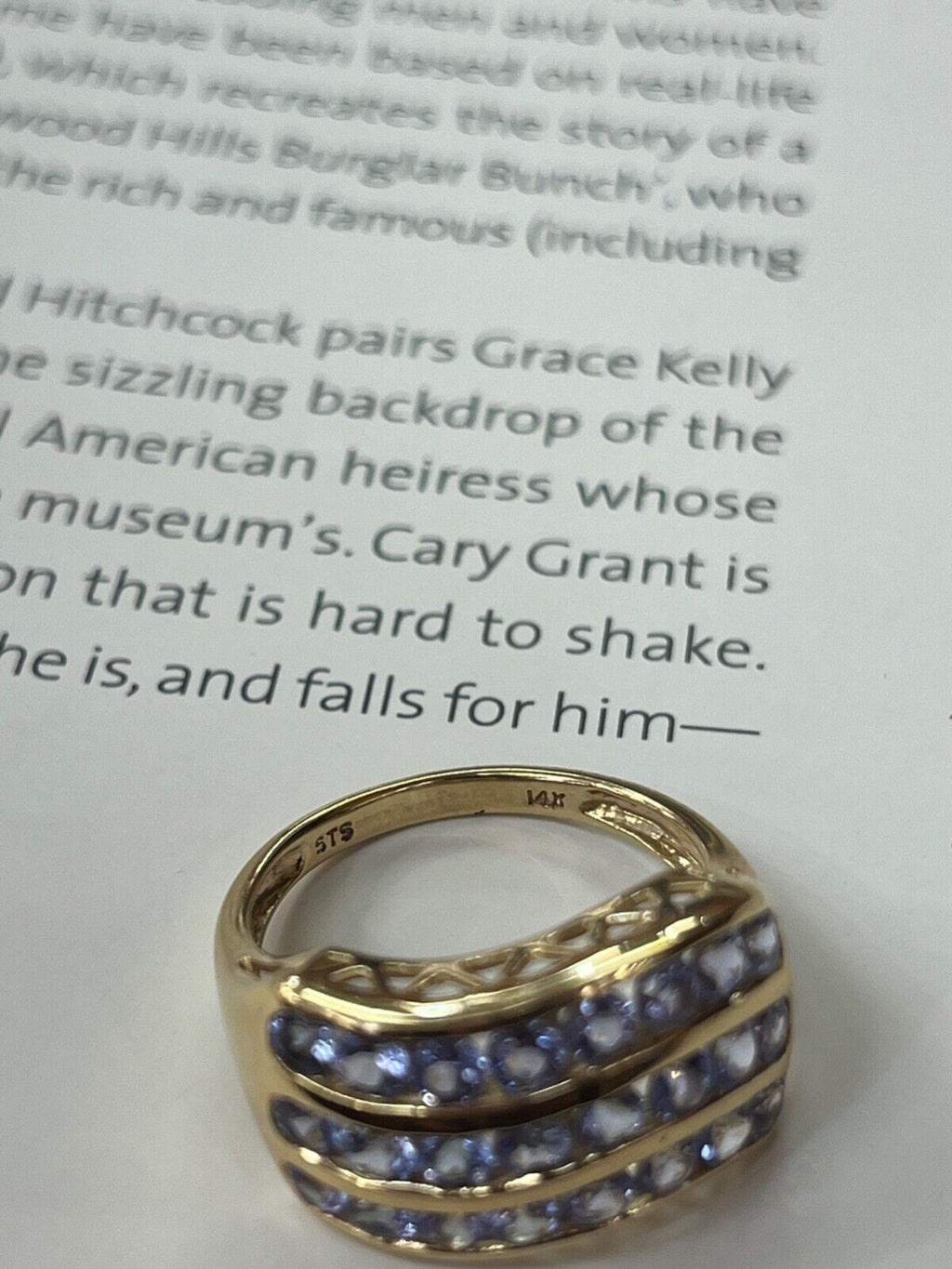 Vintage lavender Tanzanite Three layer Architecture Ring.