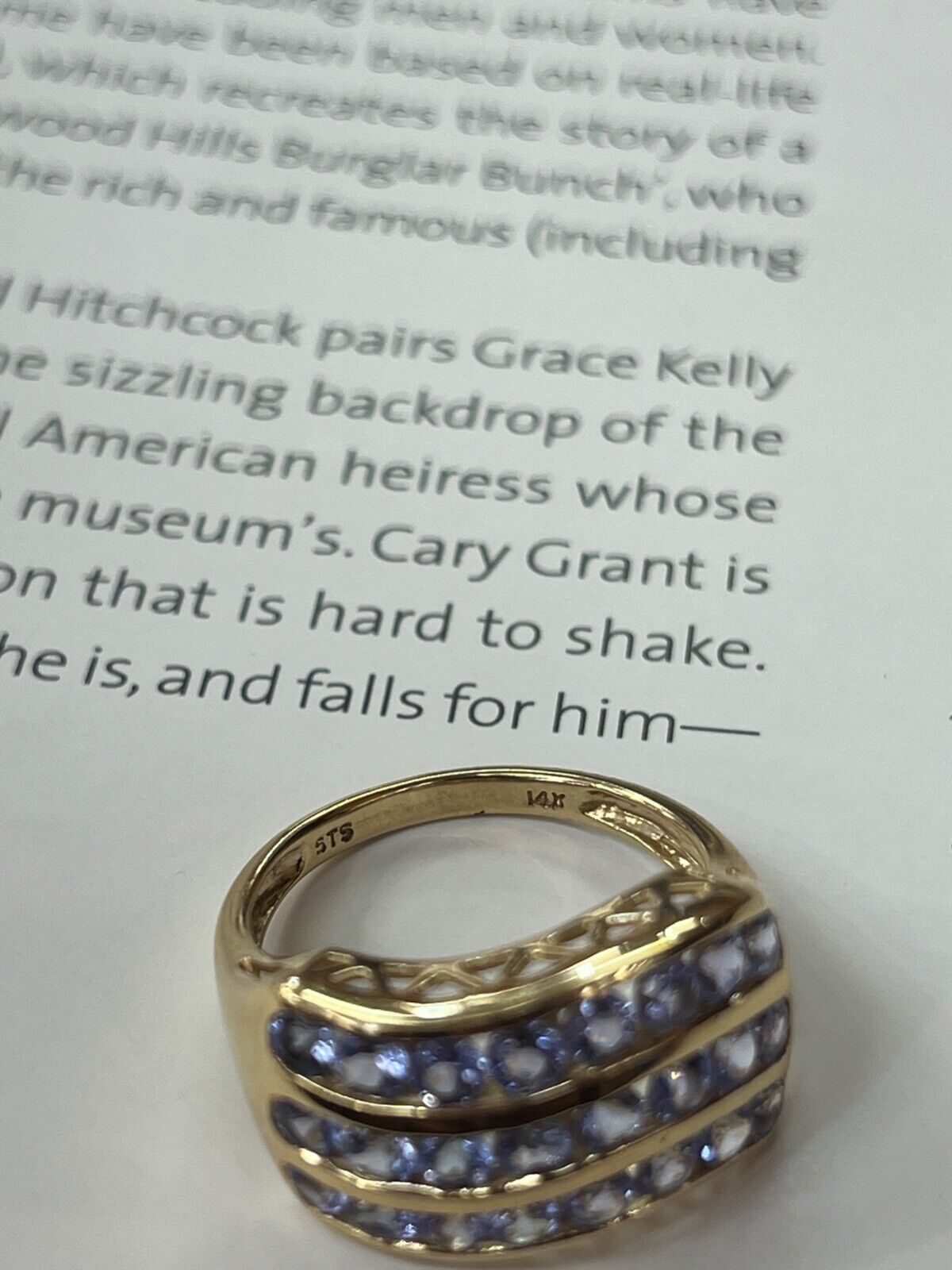 Vintage lavender Tanzanite Three layer Architecture Ring.