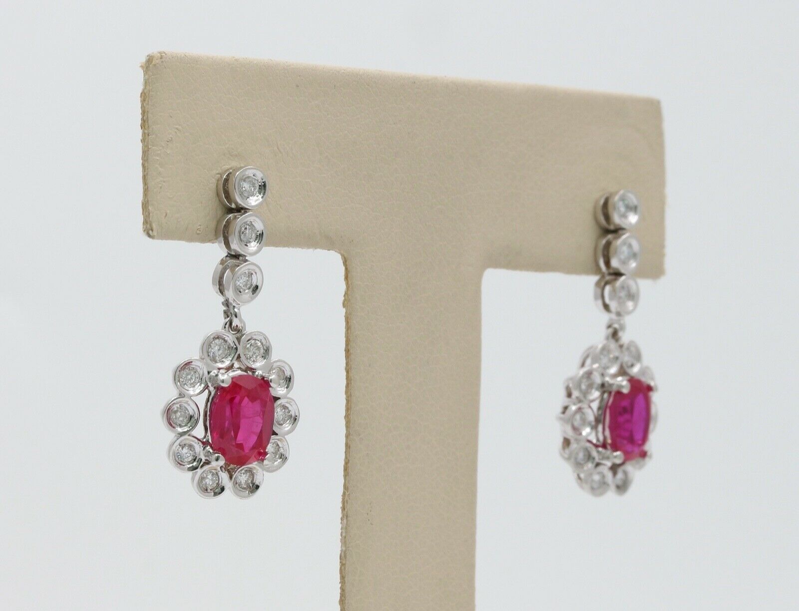 Vintage Ruby Diamonds Teardrop Hanging Earrings