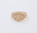 Vintage Signet Carved Engraved 14K Yellow Gold Ring