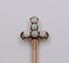 Load image into Gallery viewer, Victorian Edwardian Opals 14K Yellow Gold Broadsword Brooch Pin
