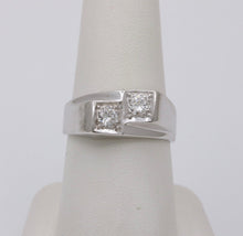 Load image into Gallery viewer, Vintage 14K White Gold Diamond Bypass Ring, Band.
