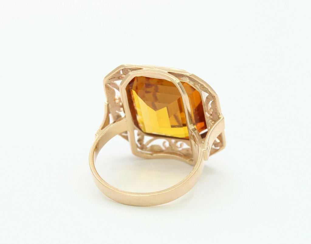 Art Deco 14K Yellow Gold Citrine Statement Ring