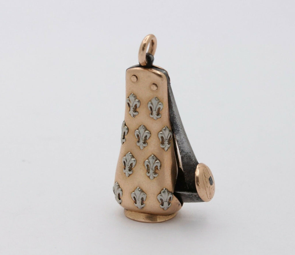 Vintage 14K Rose Gold Fleur de Lis Rose Gold Cigar Cutter Fob