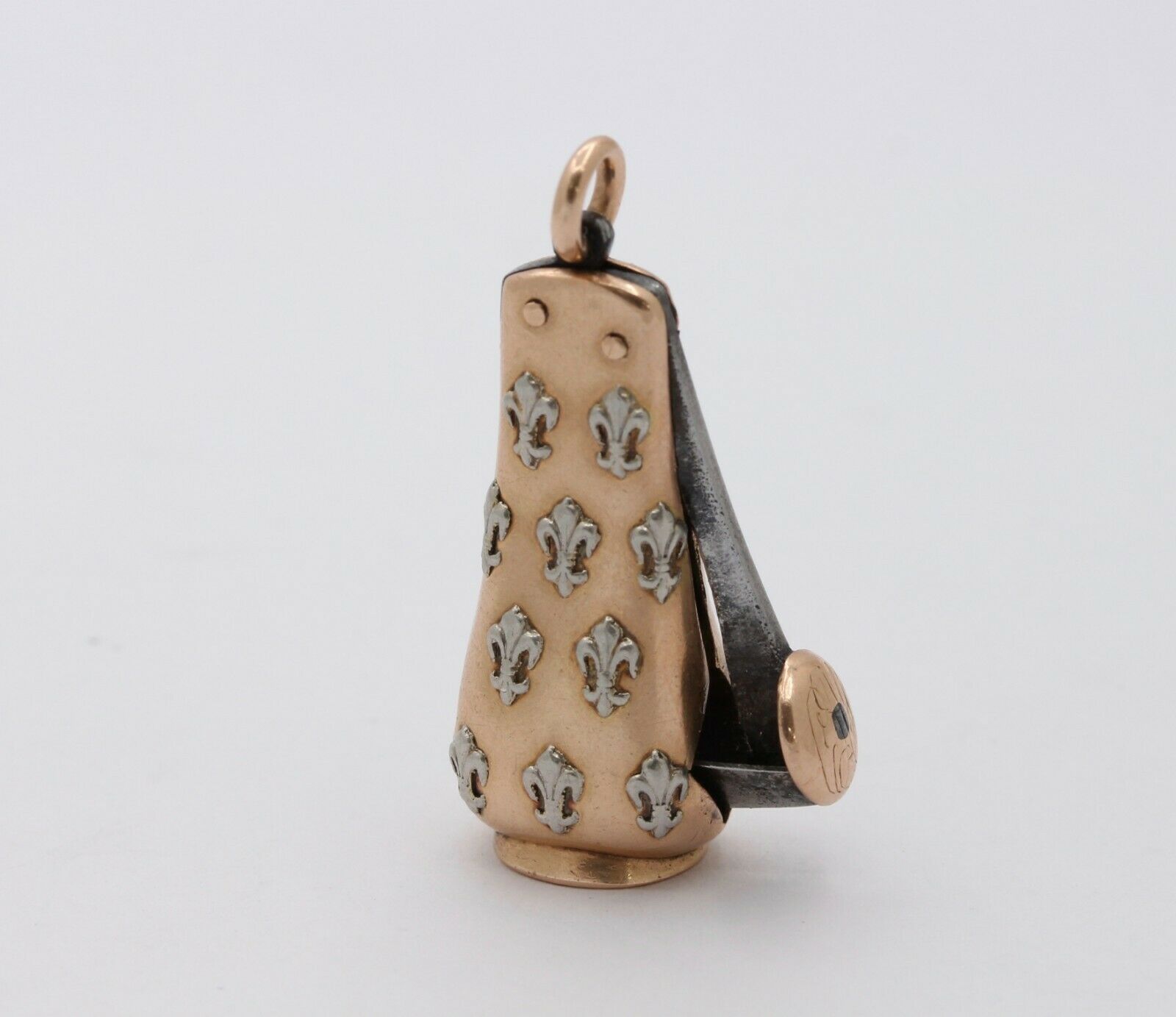 Vintage 14K Rose Gold Fleur de Lis Rose Gold Cigar Cutter Fob