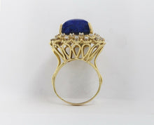 Load image into Gallery viewer, Vintage 18K Yellow Gold Lapis and Diamond Cocktail Ring
