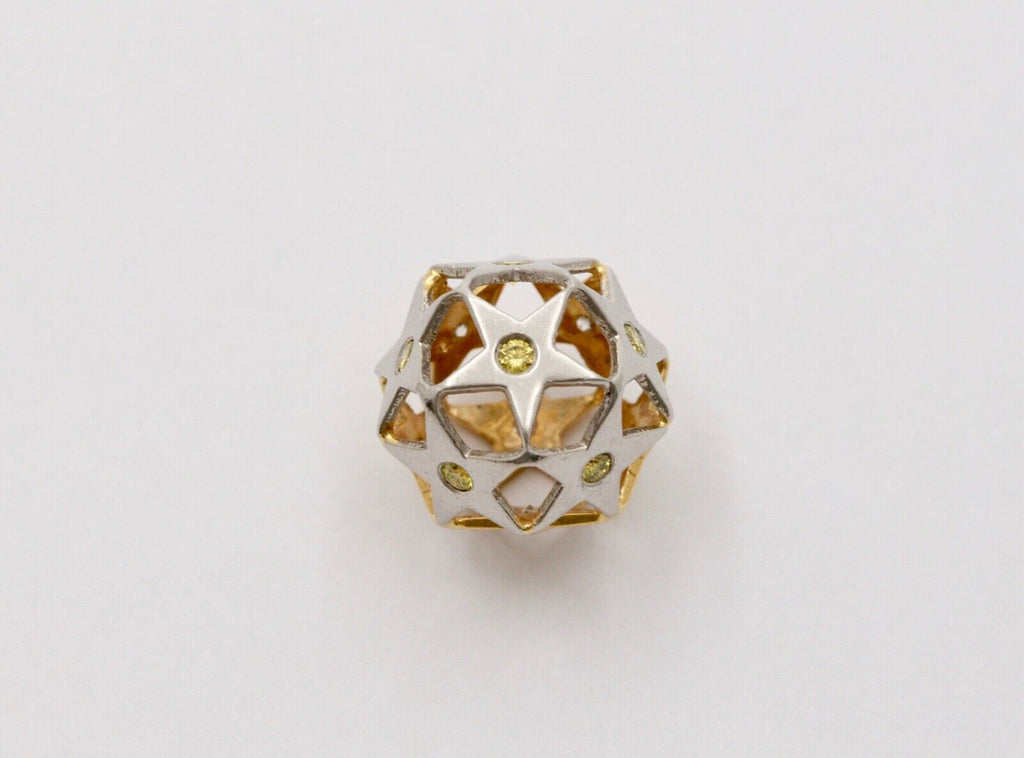 Vintage Star Ball Diamonds 18K Yellow White Gold Pendant