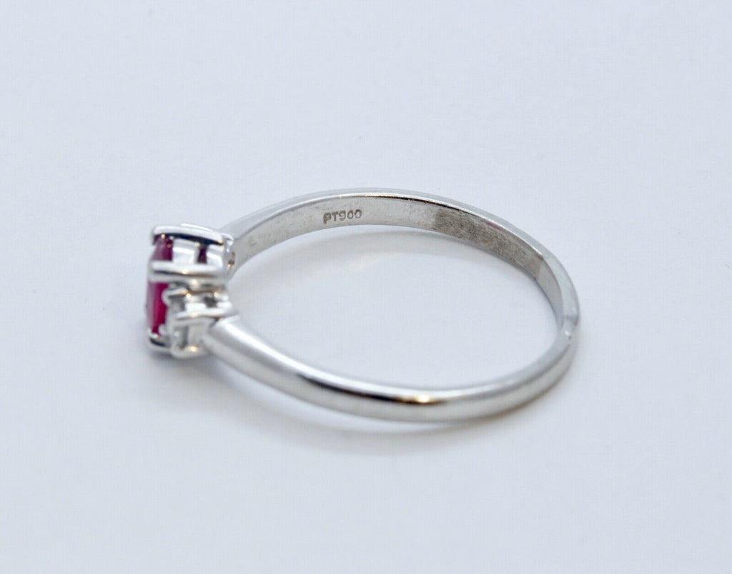 Vintage Natural Ruby Diamonds Platinum Ring
